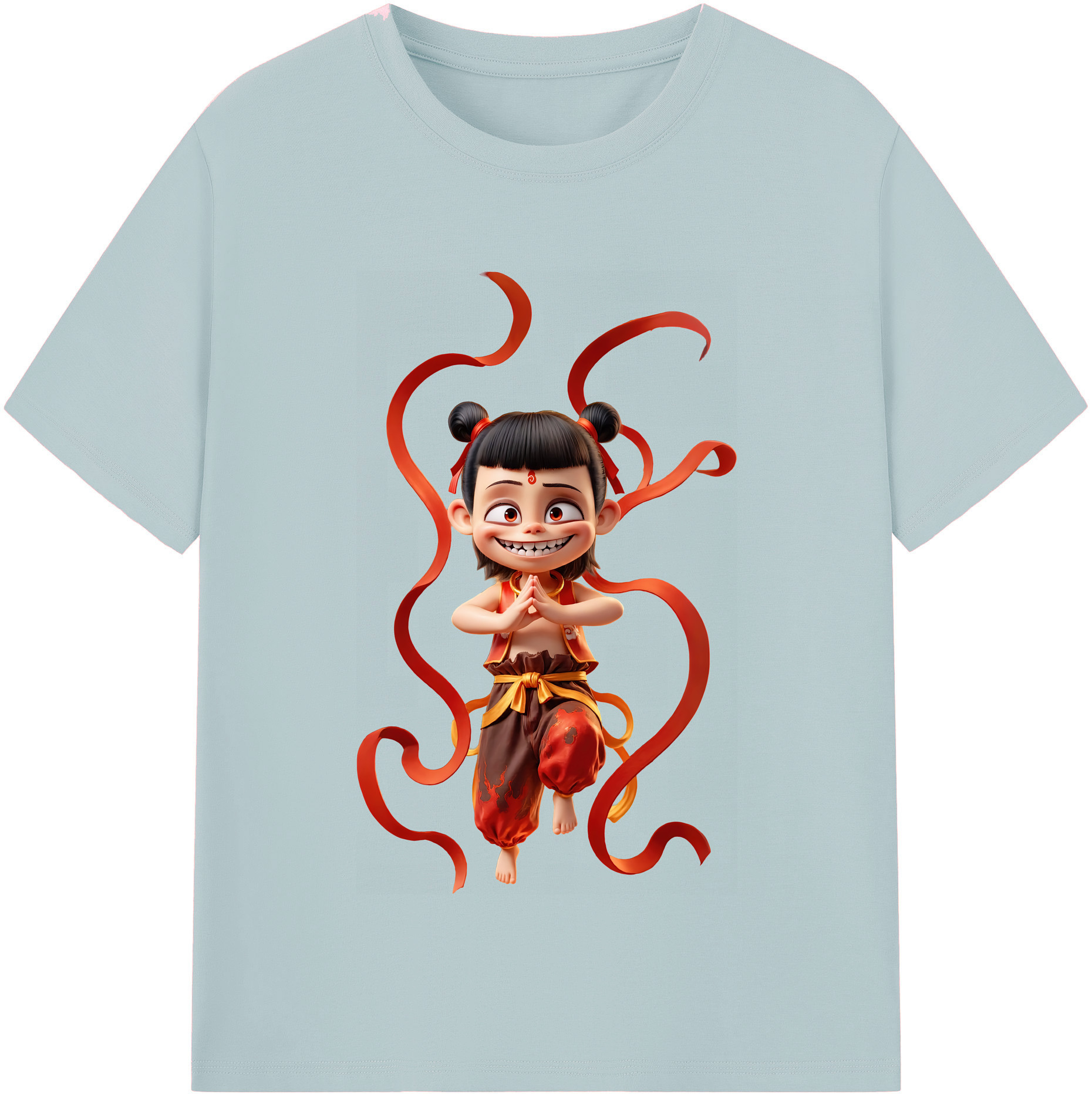 （画像用） Ne Zha 2 ナタ 魔童の大暴れ 綿100％半袖Tシャツ（フロントプリント）